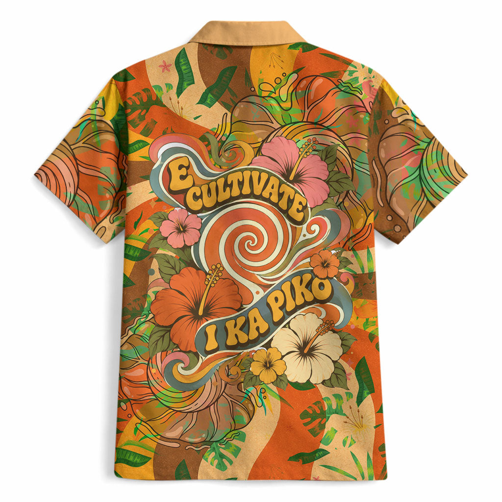Hawaiian Piko Lani Cultivate I Ka Piko Aloha Hawaiian Shirt Retro Psychedelic Taro Leaf - Hibiscus Flowers