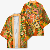 Hawaiian Piko Lani Cultivate I Ka Piko Aloha Kimono Retro Psychedelic Taro Leaf - Hibiscus Flowers