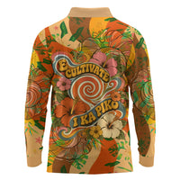 Hawaiian Piko Lani Cultivate I Ka Piko Aloha Long Sleeve Polo Shirt Retro Psychedelic Taro Leaf - Hibiscus Flowers