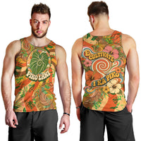 Hawaiian Piko Lani Cultivate I Ka Piko Aloha Men Tank Top Retro Psychedelic Taro Leaf - Hibiscus Flowers