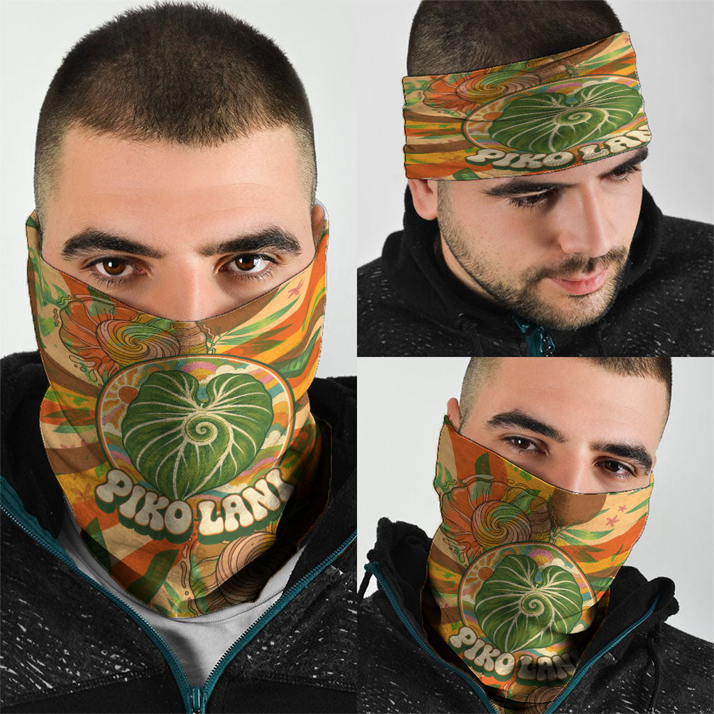 Hawaiian Piko Lani Cultivate I Ka Piko Aloha Neck Gaiter Retro Psychedelic Taro Leaf - Hibiscus Flowers