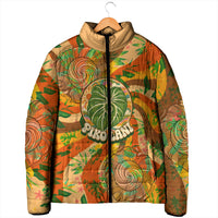 Hawaiian Piko Lani Cultivate I Ka Piko Aloha Padded Jacket Retro Psychedelic Taro Leaf - Hibiscus Flowers