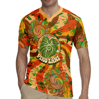 Hawaiian Piko Lani Cultivate I Ka Piko Aloha Rugby Jersey Retro Psychedelic Taro Leaf - Hibiscus Flowers