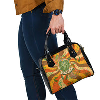 Hawaiian Piko Lani Cultivate I Ka Piko Aloha Shoulder Handbag Retro Psychedelic Taro Leaf - Hibiscus Flowers