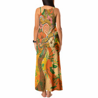Hawaiian Piko Lani Cultivate I Ka Piko Aloha Tank Maxi Dress Retro Psychedelic Taro Leaf - Hibiscus Flowers
