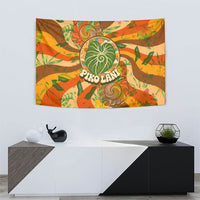 Hawaiian Piko Lani Cultivate I Ka Piko Aloha Tapestry Retro Psychedelic Taro Leaf - Hibiscus Flowers