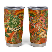 Hawaiian Piko Lani Cultivate I Ka Piko Aloha Tumbler Cup Retro Psychedelic Taro Leaf - Hibiscus Flowers