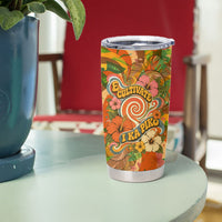 Hawaiian Piko Lani Cultivate I Ka Piko Aloha Tumbler Cup Retro Psychedelic Taro Leaf - Hibiscus Flowers