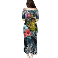 Hawaii Turtle Puletasi Hawaii Pattern and Turtle Tattoo Dark Cyan Gradient TS04 - Polynesian Pride