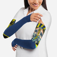 Waimanalo Oahu Hawaii Surfing Arm Sleeves Tropical Beach Retro Sunburst Surfboard