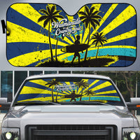 Waimanalo Oahu Hawaii Surfing Auto Sun Shade Tropical Beach Retro Sunburst Surfboard