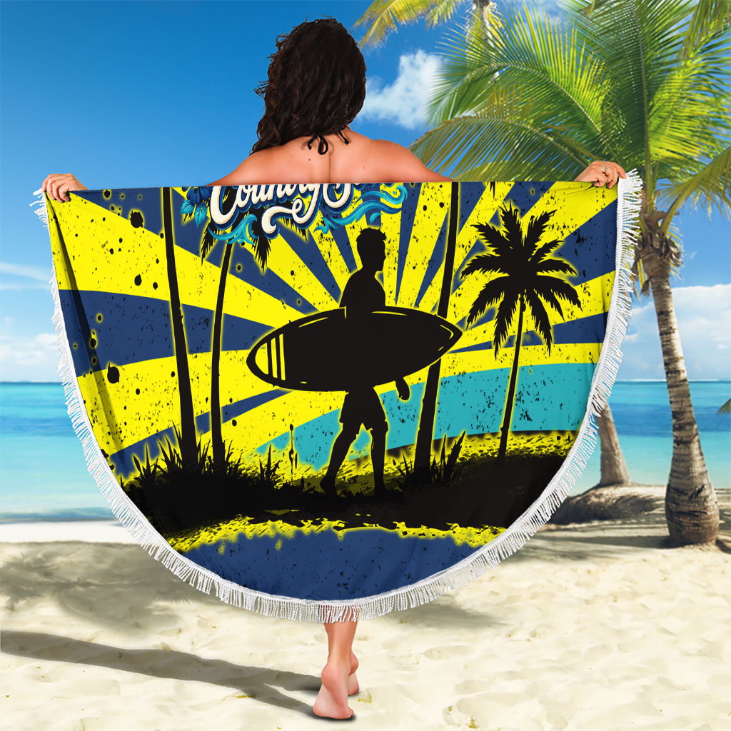 Waimanalo Oahu Hawaii Surfing Beach Blanket Tropical Beach Retro Sunburst Surfboard
