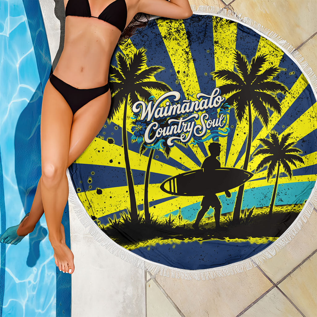 Waimanalo Oahu Hawaii Surfing Beach Blanket Tropical Beach Retro Sunburst Surfboard