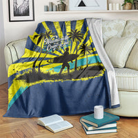 Waimanalo Oahu Hawaii Surfing Blanket Tropical Beach Retro Sunburst Surfboard