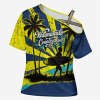 Waimanalo Oahu Hawaii Surfing Cross Shoulder Shirt Tropical Beach Retro Sunburst Surfboard