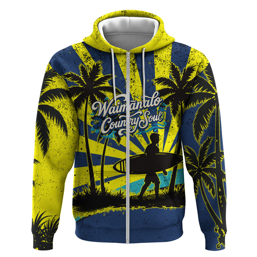 Waimanalo Oahu Hawaii Surfing Hoodie Tropical Beach Retro Sunburst Surfboard