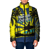 Waimanalo Oahu Hawaii Surfing Padded Jacket Tropical Beach Retro Sunburst Surfboard