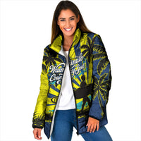 Waimanalo Oahu Hawaii Surfing Padded Jacket Tropical Beach Retro Sunburst Surfboard