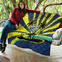 Waimanalo Oahu Hawaii Surfing Quilt Tropical Beach Retro Sunburst Surfboard