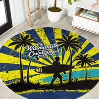 Waimanalo Oahu Hawaii Surfing Round Carpet Tropical Beach Retro Sunburst Surfboard