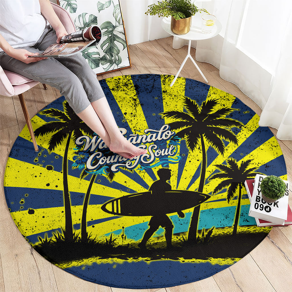 Waimanalo Oahu Hawaii Surfing Round Carpet Tropical Beach Retro Sunburst Surfboard