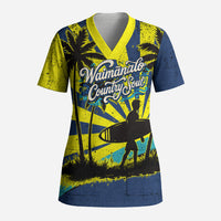 Waimanalo Oahu Hawaii Surfing Scrub Top Tropical Beach Retro Sunburst Surfboard