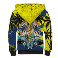 Waimanalo Oahu Hawaii Surfing Sherpa Hoodie Tropical Beach Retro Sunburst Surfboard