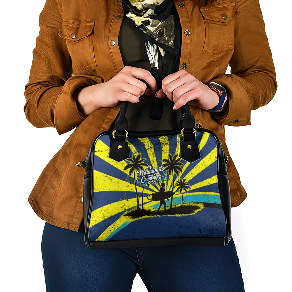 Waimanalo Oahu Hawaii Surfing Shoulder Handbag Tropical Beach Retro Sunburst Surfboard