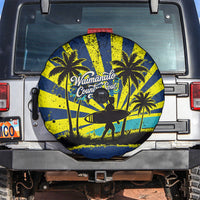 Waimanalo Oahu Hawaii Surfing Spare Tire Cover Tropical Beach Retro Sunburst Surfboard