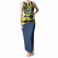 Waimanalo Oahu Hawaii Surfing Tank Maxi Dress Tropical Beach Retro Sunburst Surfboard