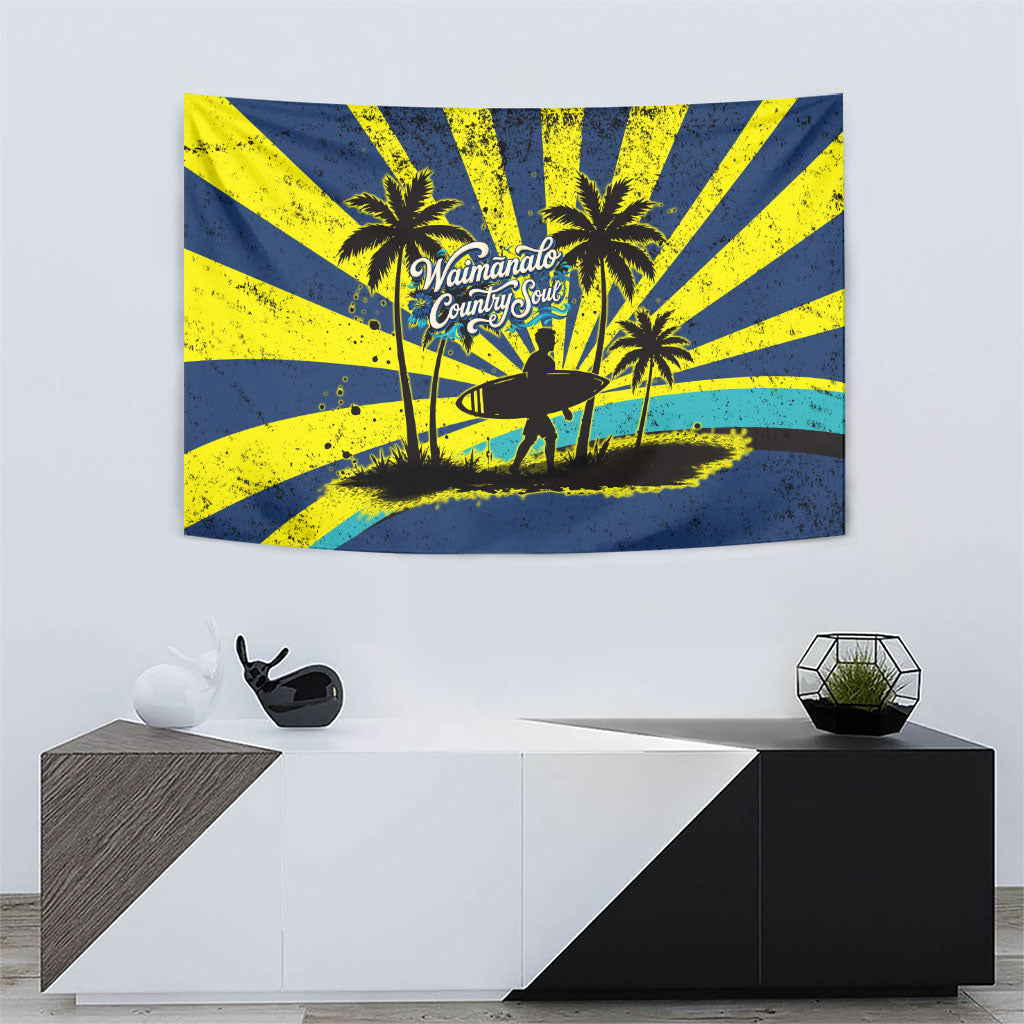 Waimanalo Oahu Hawaii Surfing Tapestry Tropical Beach Retro Sunburst Surfboard