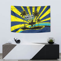 Waimanalo Oahu Hawaii Surfing Tapestry Tropical Beach Retro Sunburst Surfboard