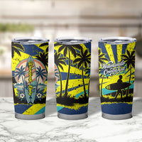Waimanalo Oahu Hawaii Surfing Tumbler Cup Tropical Beach Retro Sunburst Surfboard