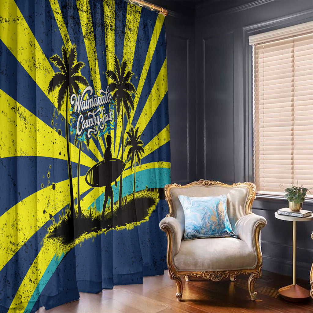 Waimanalo Oahu Hawaii Surfing Window Curtain Tropical Beach Retro Sunburst Surfboard