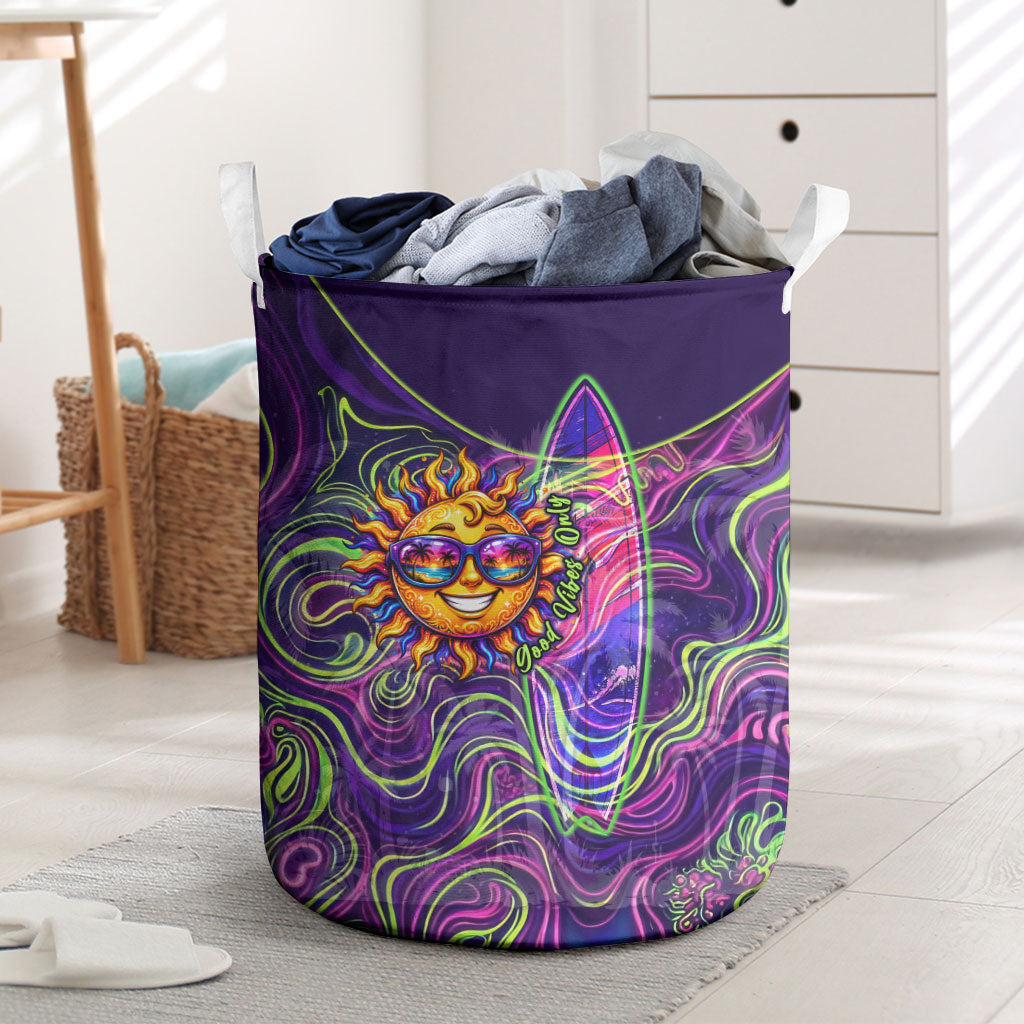 Waimanalo Hawaii Sun Rabbit Laundry Basket Psychedelic Trippy Neon Swirl Graphic