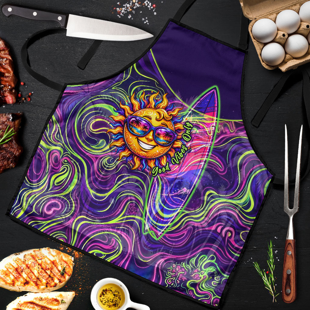 Waimanalo Hawaii Sun Rabbit Apron Psychedelic Trippy Neon Swirl Graphic