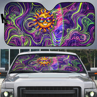 Waimanalo Hawaii Sun Rabbit Auto Sun Shade Psychedelic Trippy Neon Swirl Graphic