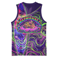 Waimanalo Hawaii Sun Rabbit Basketball Jersey Psychedelic Trippy Neon Swirl Graphic