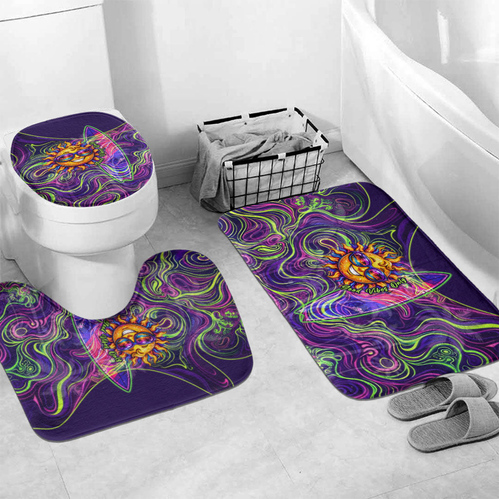 Waimanalo Hawaii Sun Rabbit Bathroom Set Psychedelic Trippy Neon Swirl Graphic