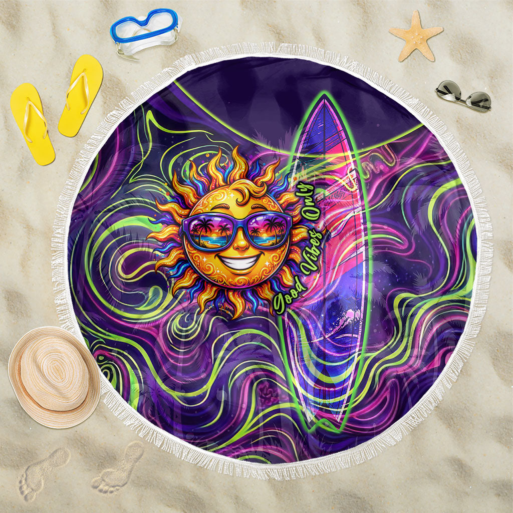 Waimanalo Hawaii Sun Rabbit Beach Blanket Psychedelic Trippy Neon Swirl Graphic