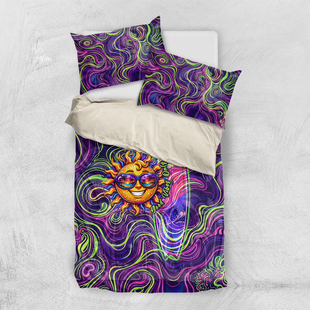 Waimanalo Hawaii Sun Rabbit Bedding Set Psychedelic Trippy Neon Swirl Graphic