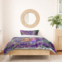 Waimanalo Hawaii Sun Rabbit Bedding Set Psychedelic Trippy Neon Swirl Graphic