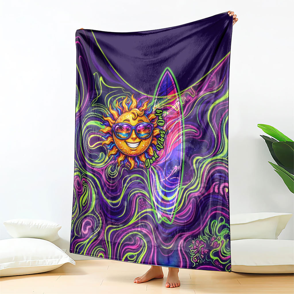 Waimanalo Hawaii Sun Rabbit Blanket Psychedelic Trippy Neon Swirl Graphic
