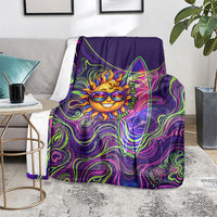 Waimanalo Hawaii Sun Rabbit Blanket Psychedelic Trippy Neon Swirl Graphic