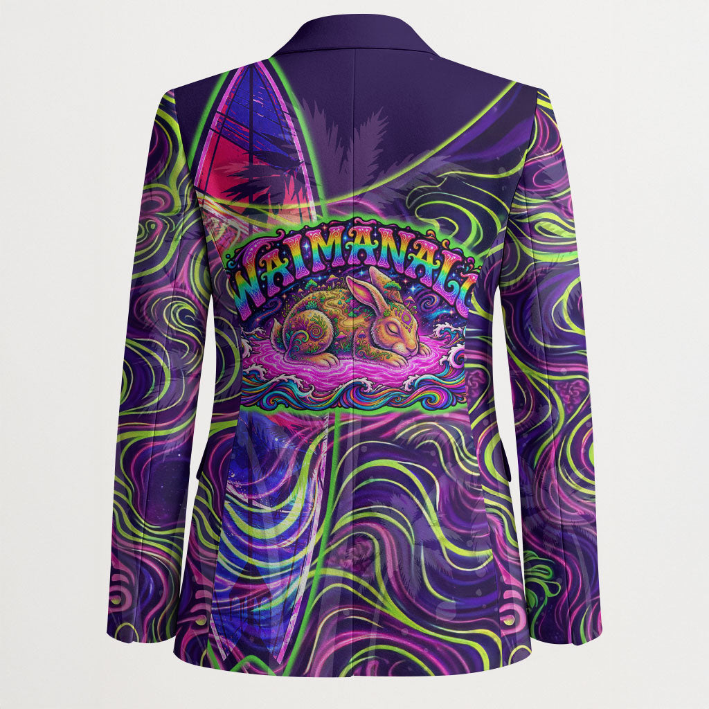 Waimanalo Hawaii Sun Rabbit Blazer Psychedelic Trippy Neon Swirl Graphic