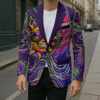 Waimanalo Hawaii Sun Rabbit Blazer Psychedelic Trippy Neon Swirl Graphic