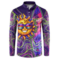 Waimanalo Hawaii Sun Rabbit Button Sweatshirt Psychedelic Trippy Neon Swirl Graphic