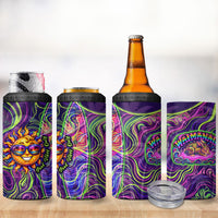 Waimanalo Hawaii Sun Rabbit 4 in 1 Can Cooler Tumbler Psychedelic Trippy Neon Swirl Graphic