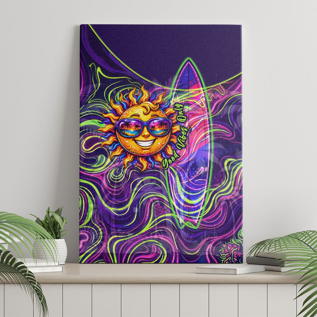 Waimanalo Hawaii Sun Rabbit Canvas Wall Art Psychedelic Trippy Neon Swirl Graphic