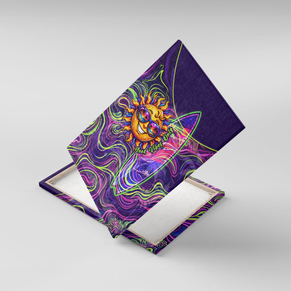 Waimanalo Hawaii Sun Rabbit Canvas Wall Art Psychedelic Trippy Neon Swirl Graphic
